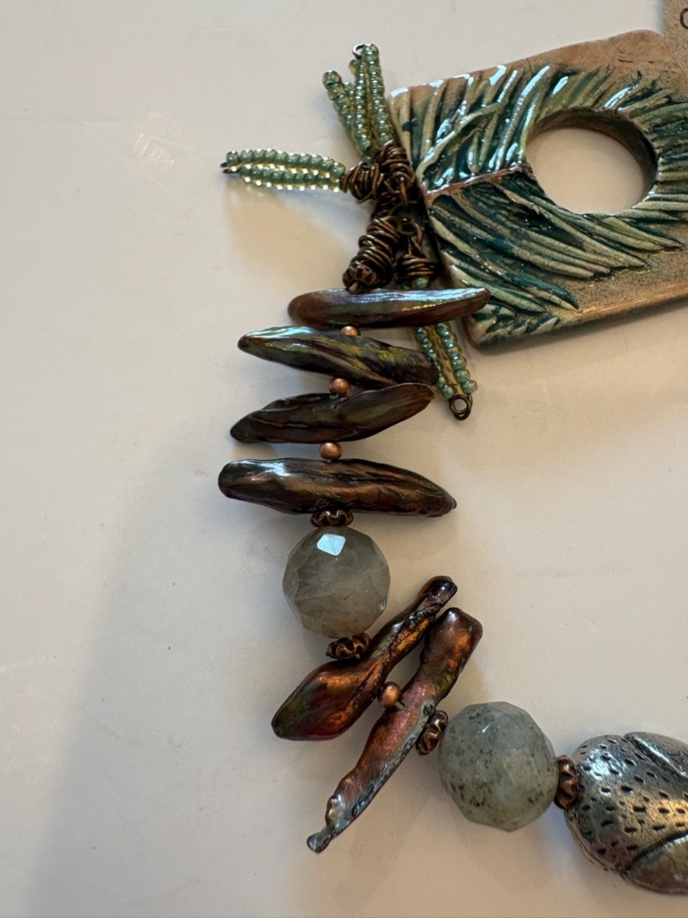 Bracelet Handmade Earthenware Ceramic Clay “Fir Bough” Toggle Clasp 2012 - Picture 3 of 8